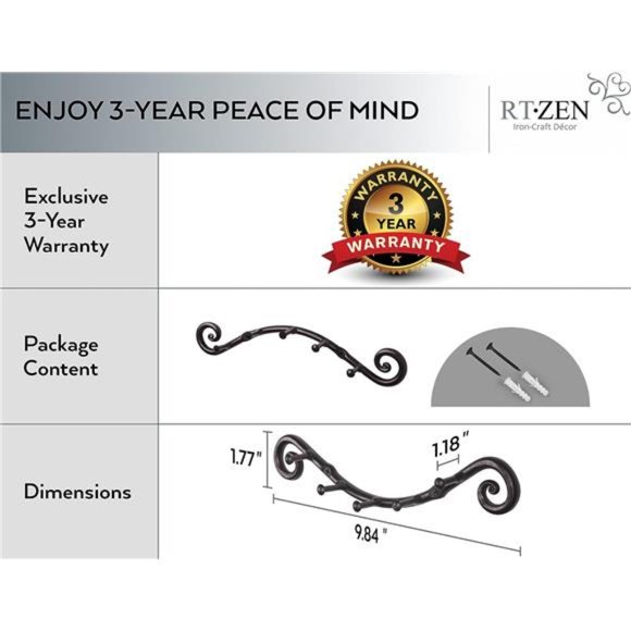 Farmhouse Small Key Holder for Wall - Handcrafted Swirl Decorative 5 Key Hooks - Picture 4 of 7